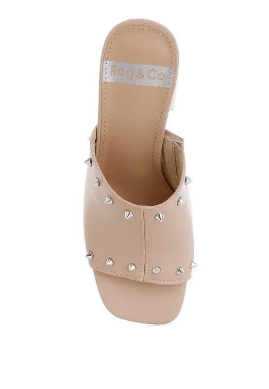 Lomela Stud Embellished Block Heel Mules for Casual Wear - Love Salve